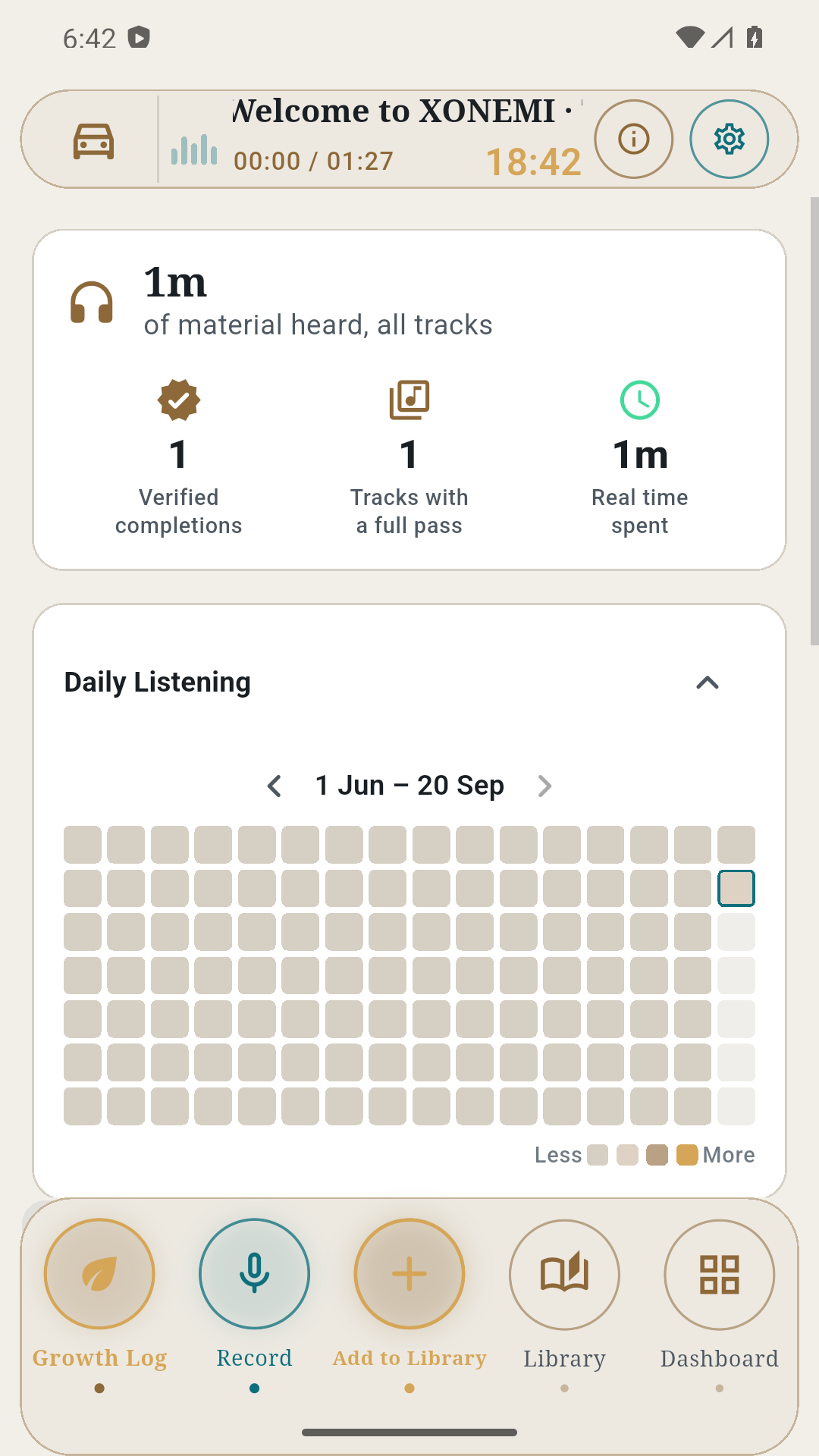 Growth Log · XONEMI